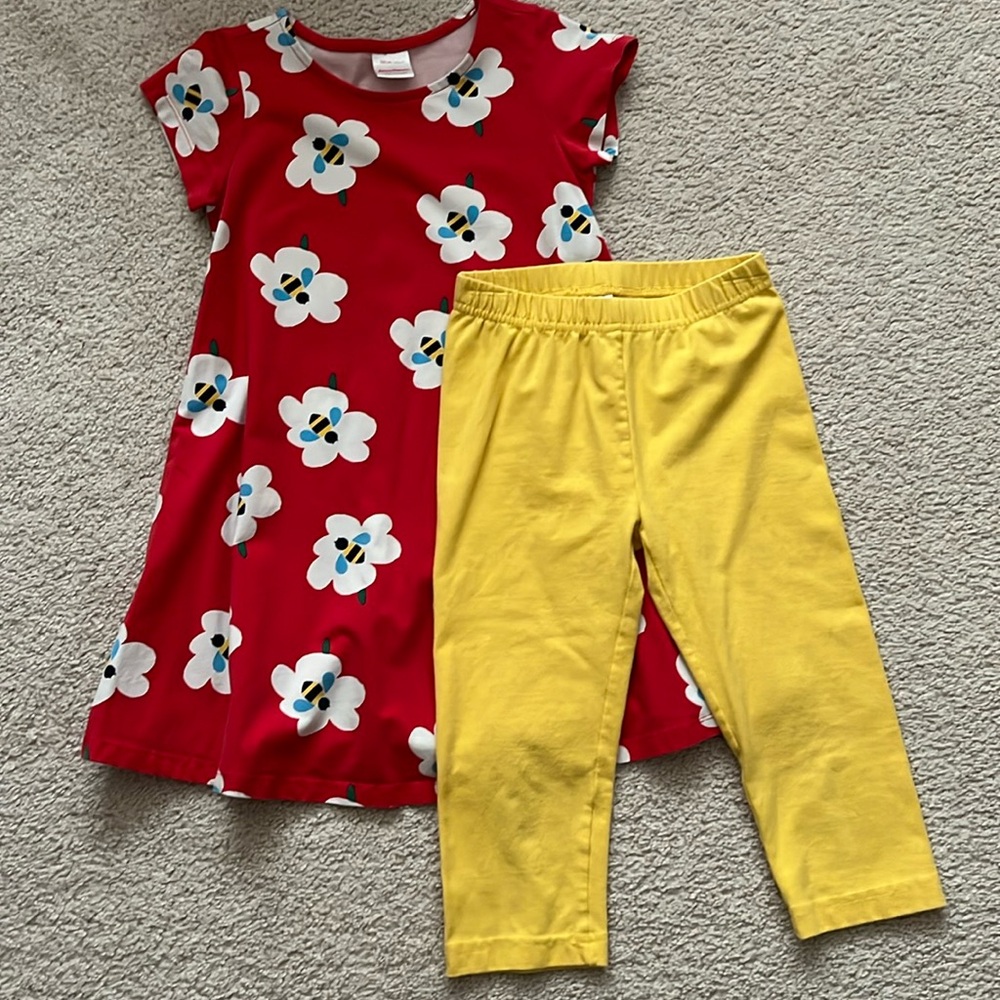 Hanna Andersson Bumblebee dress and capri leggings